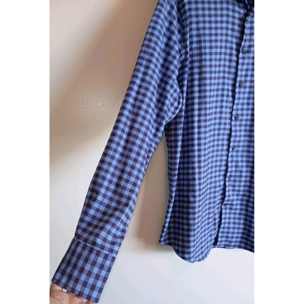 Peter Millar Crown Sport Blue & Plum Check Long Sleeve Button Down Shirt Men's L - Picture 2 of 10